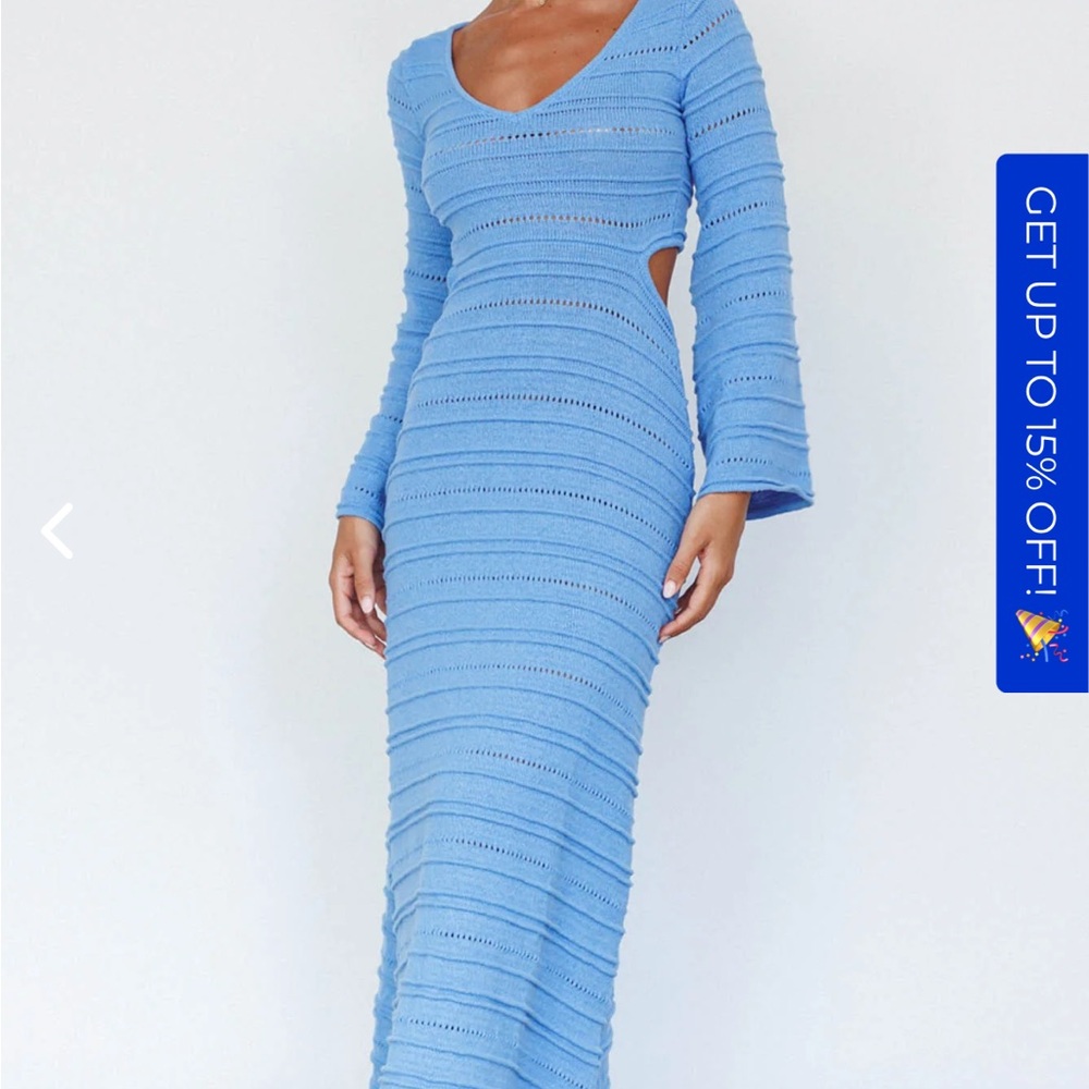 MEREDITH LONG SLEEVE CUT-OUT MAXI DRESS BLUE
